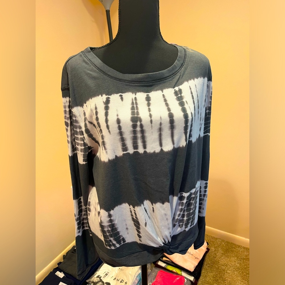 NWT Justice Long Sleeve Tie Die Front Knot Shirt